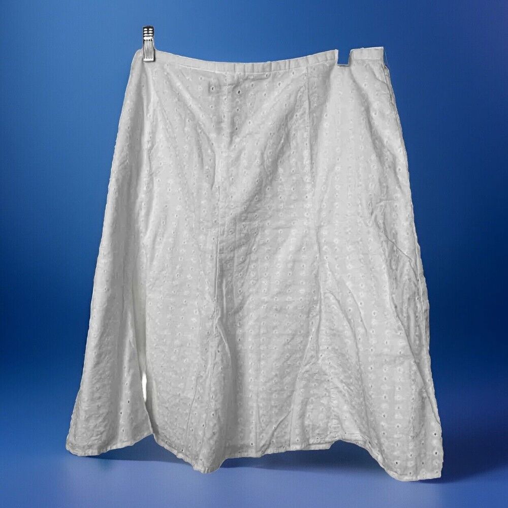 Axcess Liz Claiborne Skirt White Eyelet A Line 100% Cotton 14‎ Romantic Cottage